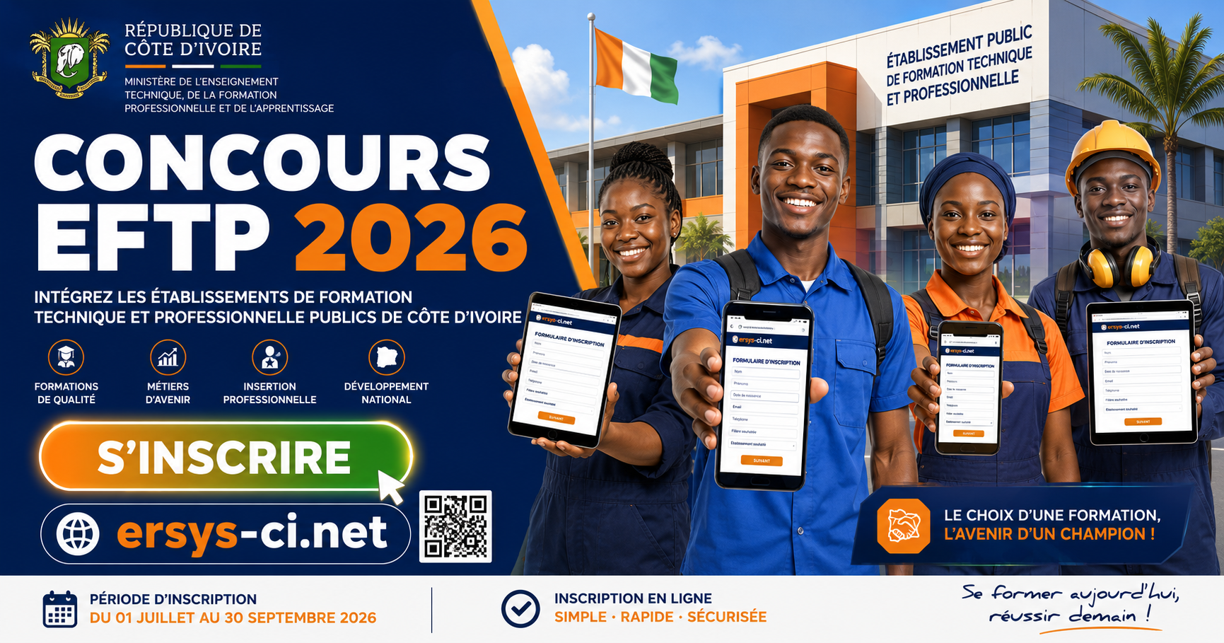 🎓 Concours EFTP Session 2026 : Les Pré-inscriptions sont ouvertes sur ersys-ci.net !